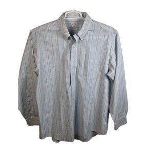 Brooks Brothers 346 Men's 16 1/2-4/5 Cotton Blue Long Sleeve Shirt